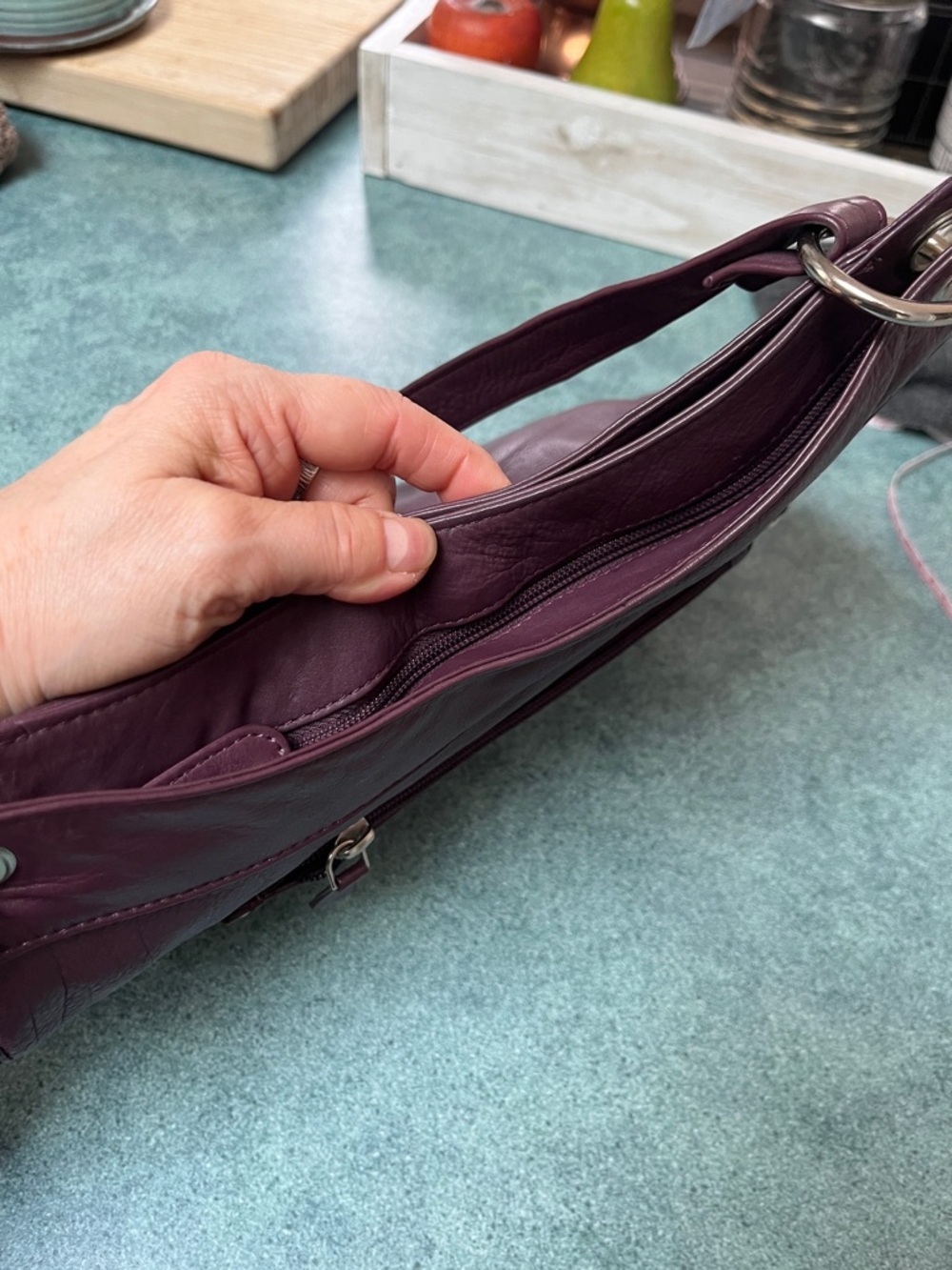 JBG International Burnished Plum Leather Bag - Picture 13 of 15
